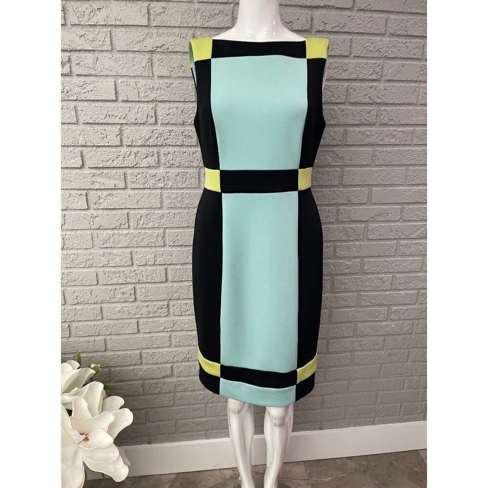 Maggy London Women Sleeveless Color Block Sheath Dress Size 8